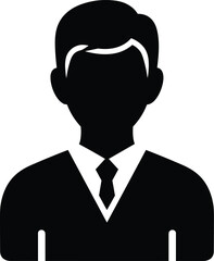 Black silhouette of a man in a suit and tie male person