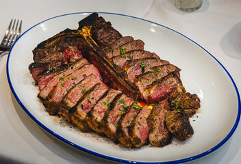 Delicious giant steak medium rare