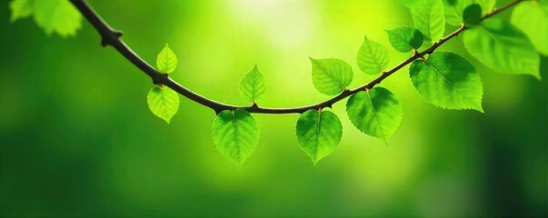 A vibrant, flourishing branch laden with lush green leaves, extending outwards in a graceful arc Perfect for spring, growth, and nature themes , lush, life