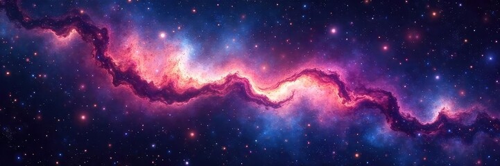 Vibrant Nebulae Swirl Across a Deep Black Cosmic Canvas, Sparkling with Distant Galaxies and Glittering Stars A Stunning Space Vista