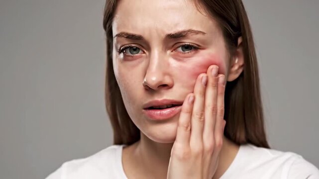 Woman Experiencing Pain: A Visual Journey of Facial Expressions Over Time