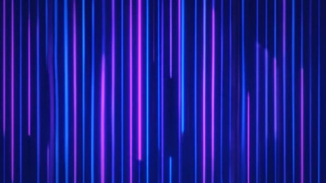 Abstract background of vertical neon light bars pulsing in vibrant blue and magenta tones