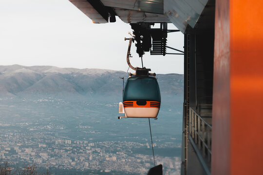 Cable car in Skopje, North Macedonia, Vodno gondola mountain lift