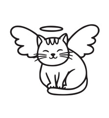 Cute Angel Cat Illustrations with Wings and Halo