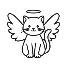 Cute Angel Cat Illustrations with Wings and Halo