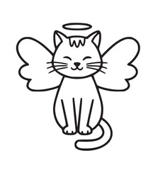 Cute Angel Cat Illustrations with Wings and Halo