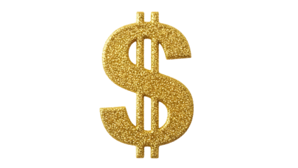 Glittering three dimensional golden dollar sign symbol on a solid representing wealth and finance
