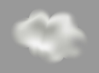 A soft and fluffy white cloud on a gray background, symbolizing serenity and calmness in the sky