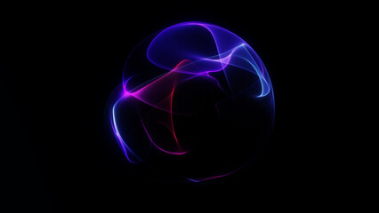 Multicolored plasma fractal orb with swirling liquid vortex shapes glowing intensely on a dark abstract futuristic background.