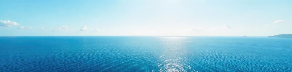 Vast, tranquil ocean stretching to the horizon, a serene seascape under a clear sky Perfect for travel, nature, and serenity themes , vast, clear, getaway