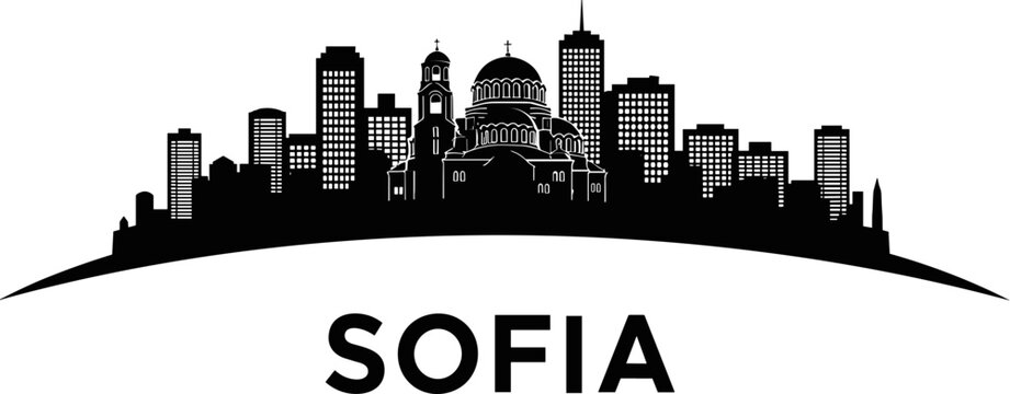 Sofia skyline silhouette on white background