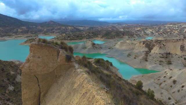 Aerial view of the Algeciras reservoir, Librilla, Region of Murcia, Spain