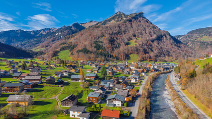 The village of Mellau, Bregenzer Wald Region, State of Vorarlberg, Austria