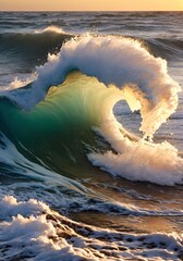 Ocean Wave Shaped Like Sleeping Dragon Foam Turning Into Pearls Mid