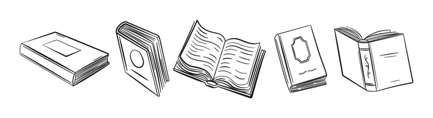 Opened and closed books in a simple linear style