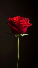 Naklejka premium Aesthetic composition focused on rose alongside red, flower, single, bloom