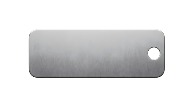 Blank rectangular brushed metal tag with rounded corners and a hole for attachment for design - Powered by Adobe