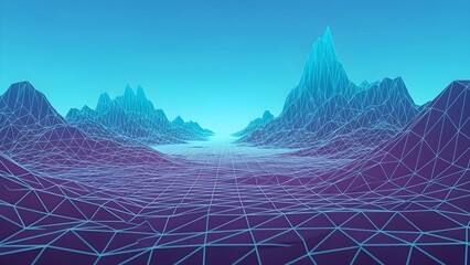 Elegant visual representation of wireframe featuring landscape, retro, futuristic, digital