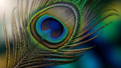 Engaging portrayal of peacock feather supported by macro, close-up, eye pattern, iridescent