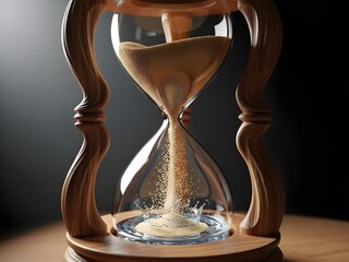 Detailed hourglass scene with elements of sand timer, time, passing, antique
