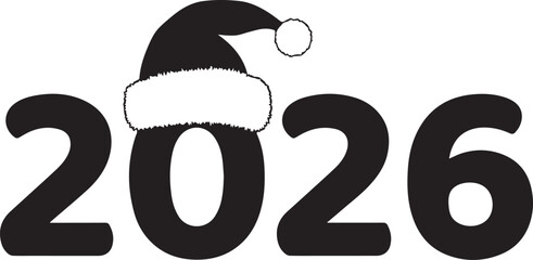 Happy new year 2026 with santa hat illustration ©  TAHMINA