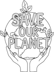 Save Our Planet Eco Vector Illustration With Hands Holding Earth