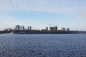 Fototapeta premium The panorama of a waterfront in northern part of Moscow, Russia
