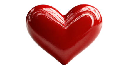 A vibrant 3D red heart isolated on a white background serves as a romantic symbol of love and passion for a Valentine's Day celebration gift or holiday decoration design