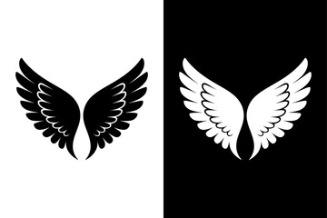 Minimal Heart with Wings Icon. Stylish Silhouette Vector for Love and Romance Themes