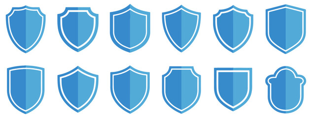 security shield badge outline vector set