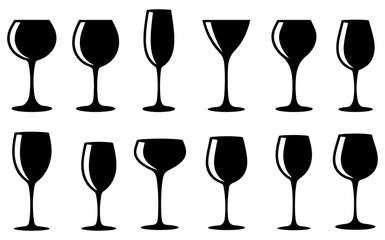 black wine and brandy glass set