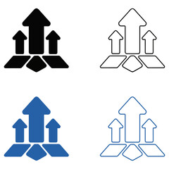 arrow growth icon set in multiple styles