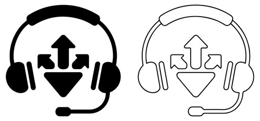 headphone icon with up and down arrows