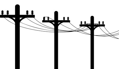 silhouette urban utility poles with wires