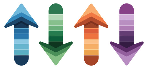 color gradient arrows showing progress direction