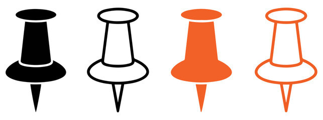 black white orange push pins vector