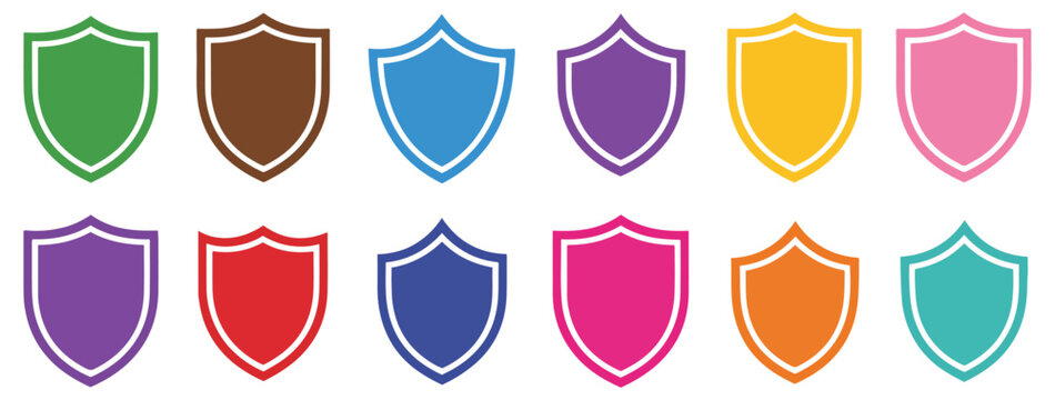 colorful security shield badge icon set