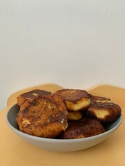 Russian cottage cheese pancakes, traditional Russian food, Russian cuisine