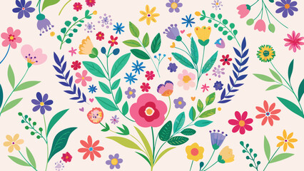 Two greeting cards featuring intricate floral designs in vibrant colors, displayed side by side on a neutral background..eps © zihad