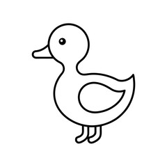 Cute baby duckling outline icon for coloring book or simple design