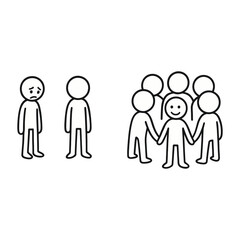 Feeling Left Out At A Group Circle - Later Included Stickman Figures Vector Design