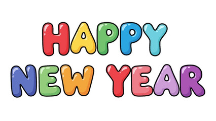Happy New Year Colorful Text Design for Cards