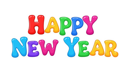 Happy New Year Artistic Font Design Isolated