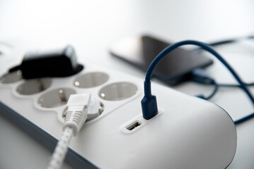 Smartphone charging at home with smart power strip