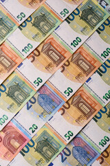 Euro, European currency cash banknotes for business. Euro banknotes