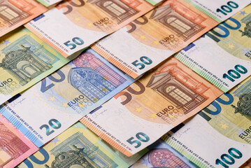 Euro, European currency cash banknotes for business. Euro banknotes