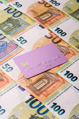 A credit card for contactless cashless payments via a terminal or online. A credit card