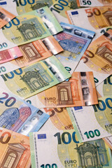 Euro, European currency cash banknotes for business. Euro banknotes