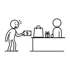 Inflation Same Money Buys Smaller Items Stickman Figures Vector Design