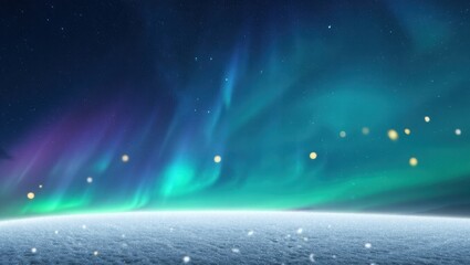 Vibrant aurora borealis over a snow-covered landscape a magical winter night sky with glowing lights perfect for holiday and nature themes